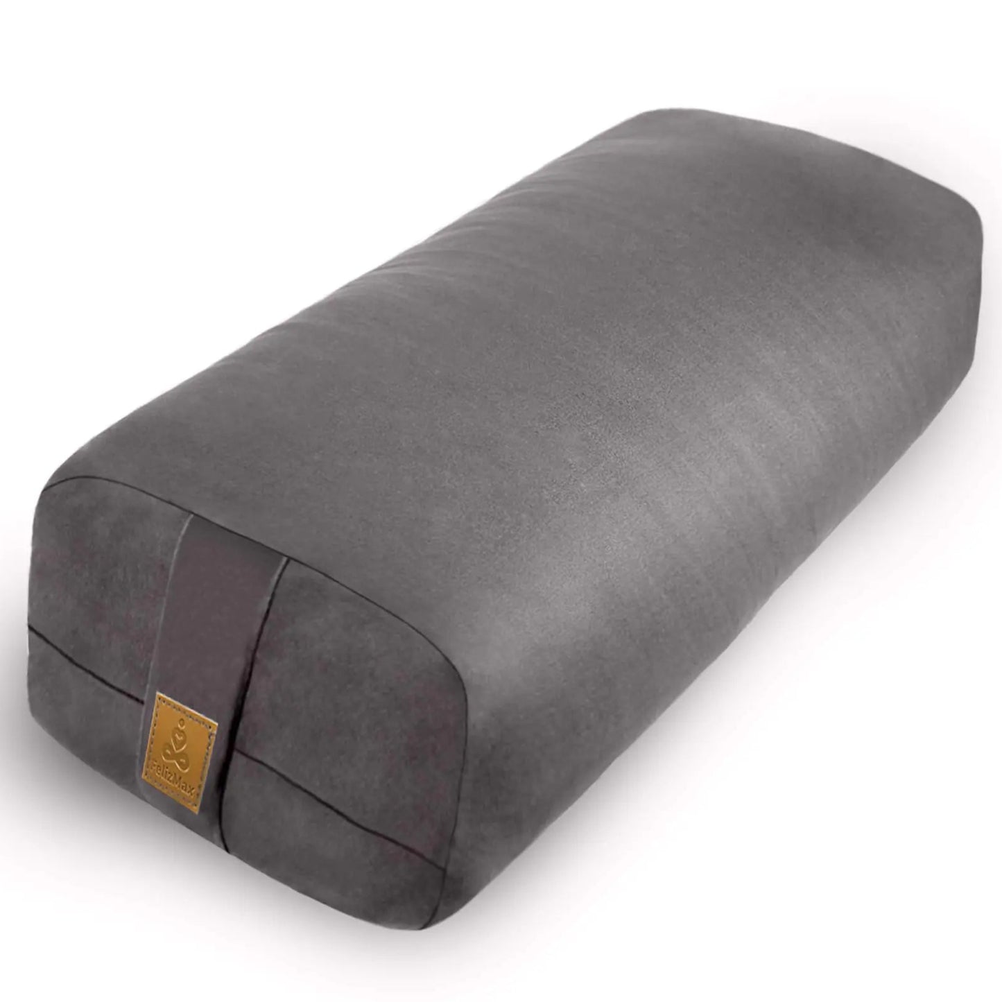 FelizMax Organic Buckwheat Yoga Bolster – Rectangular Support Cushion (Light Grey)