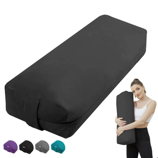 Yoga Bolster Pillow for Restorative Yoga & Meditation — Velvet Cover | Eco Sponge Fill