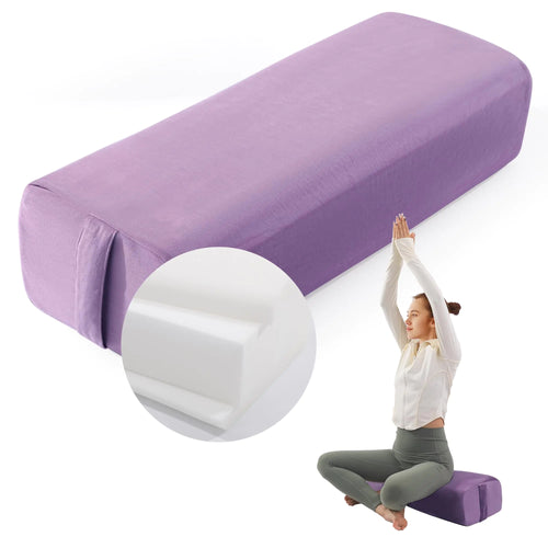 Supportive Purple Yoga Bolster — Soft Cotton Cushion for Restorative Yoga & Meditation
