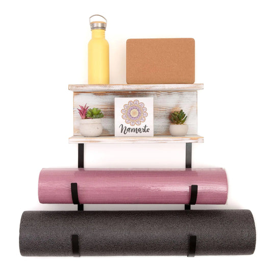 Premium Yoga Mat Holder Wall Mount – Solid Wood & Metal Design