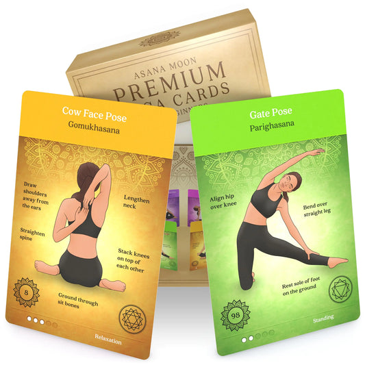 Asana Moon Premium Yoga Cards for Beginners – 62-Card Yoga Deck with Sequences, Sanskrit Names & Alignment Cues
