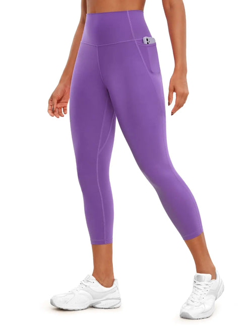 CRZ YOGA Butterluxe Capri Leggings with Pockets – Buttery Soft High-Waisted Yoga Crop (23", Royal Lilac, XL)