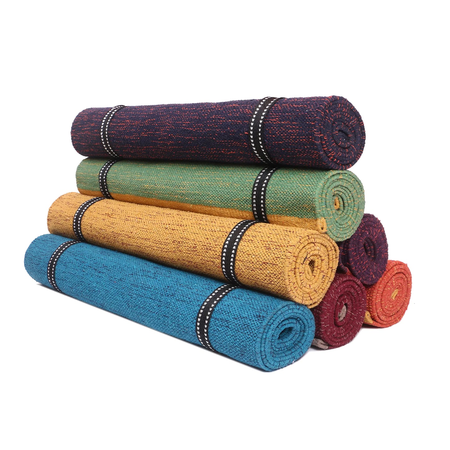 KD Willmax Organic Cotton Yoga Rug – Handwoven, Washable, Earth-Friendly Mat (Jamun – Navy Blue)