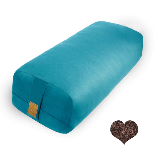 FelizMax Organic Buckwheat Yoga Bolster – Rectangular Support Cushion (Cyan Blue)