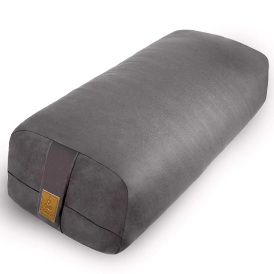 FelizMax Organic Buckwheat Yoga Bolster – Rectangular Support Cushion (Light Grey)