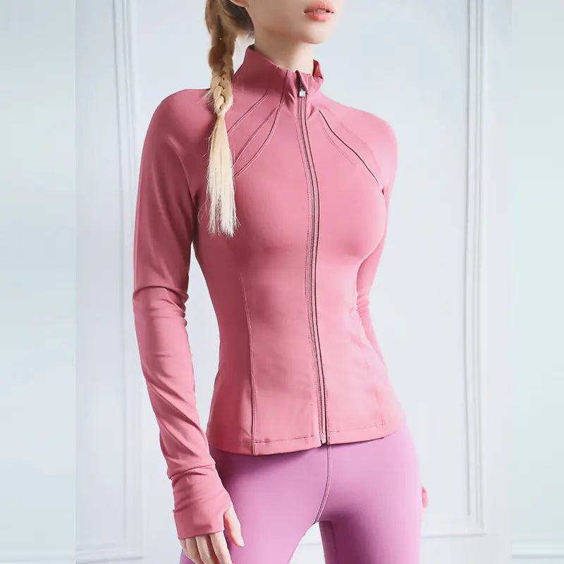 High-Neck Long Sleeve Yoga Top — Grace in Motion