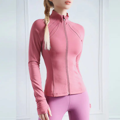 High-Neck Long Sleeve Yoga Top — Grace in Motion